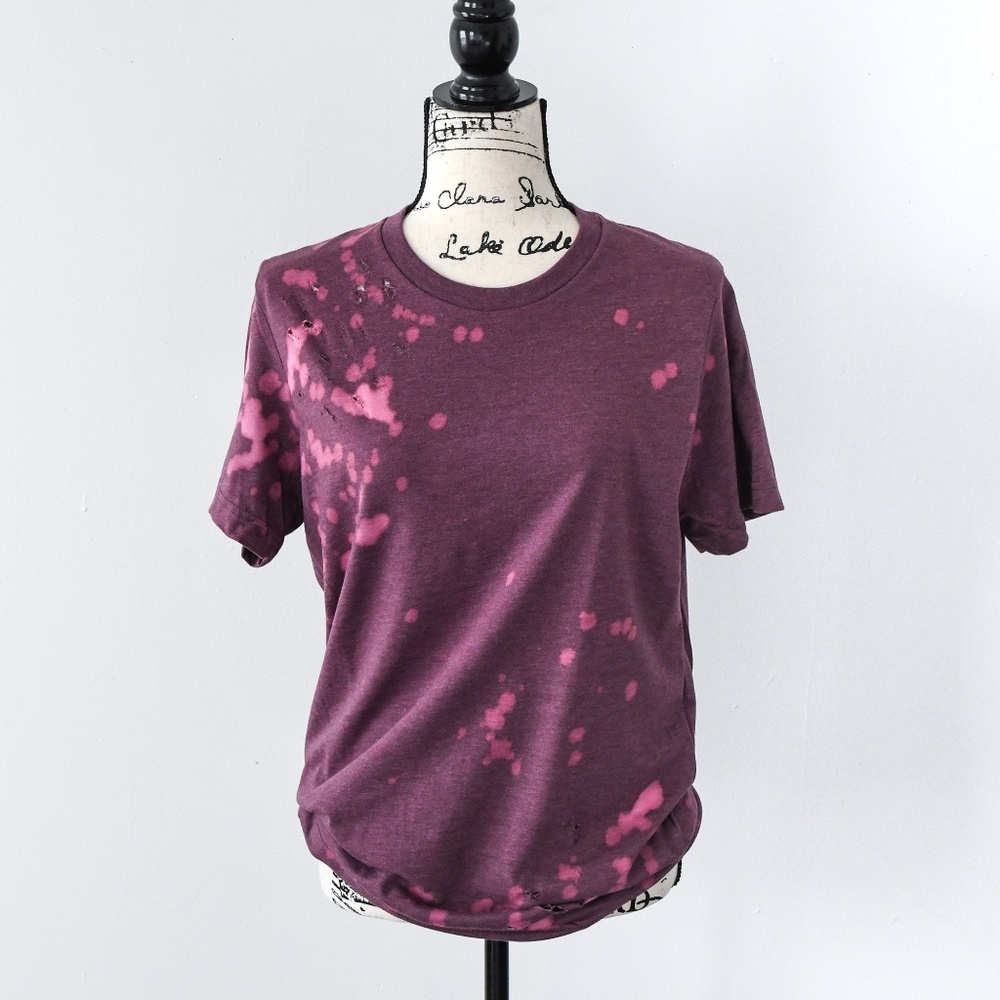 Women's Bleach Tie Dye Cotton Distressed T-Shirt, Original, Handcrafted